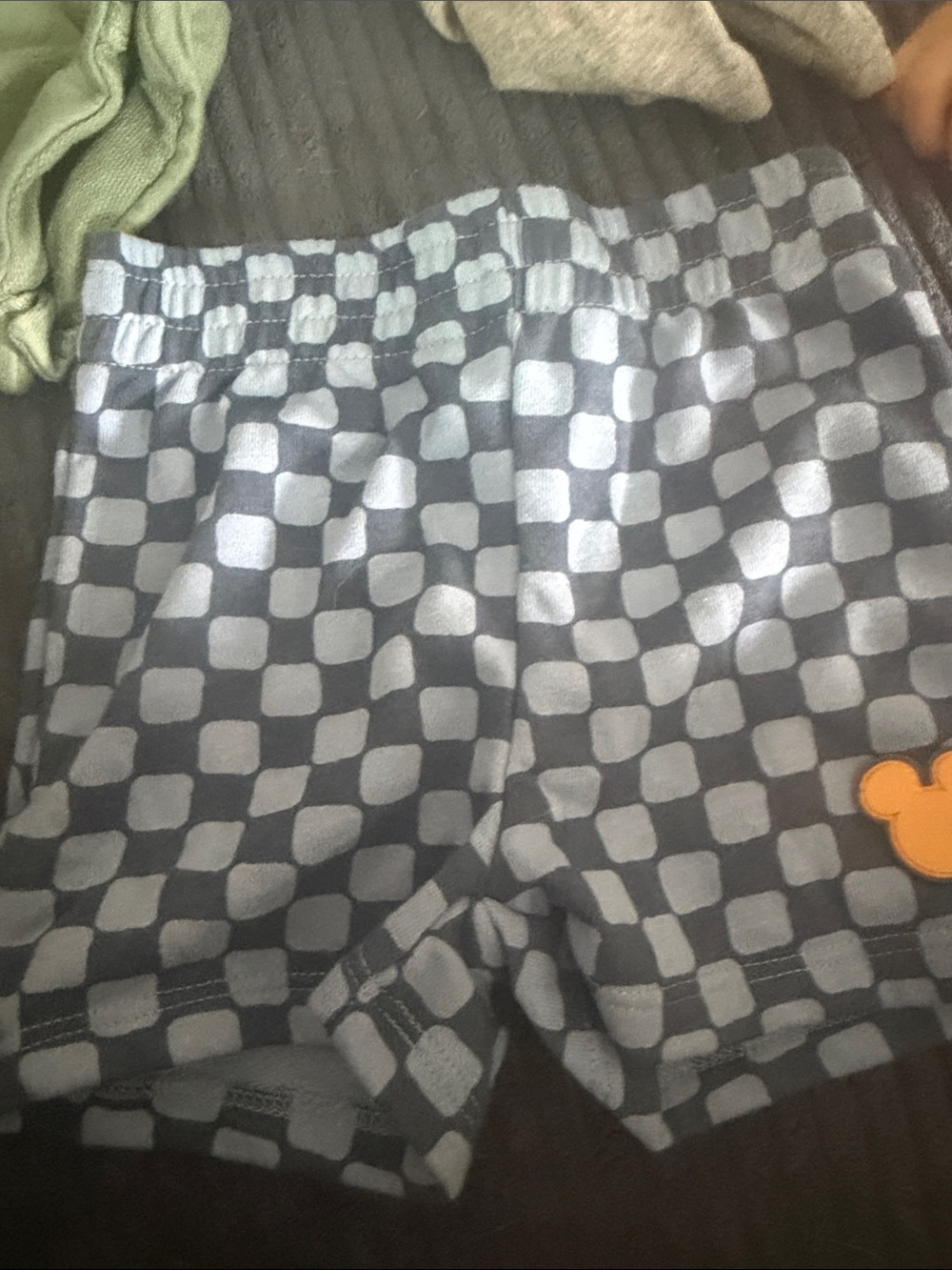 Kids Checkerboard Cotton Shorts - Gray/Light Gray